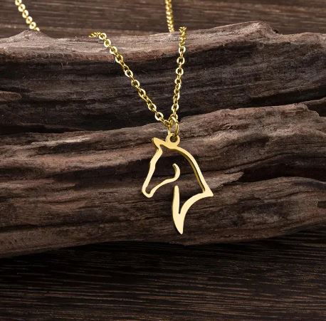 Horse Head Pendant - Gold